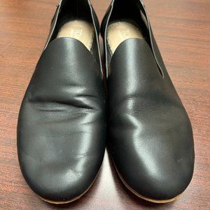 TOMS Black Loafers - Darcy Black Leather Flat